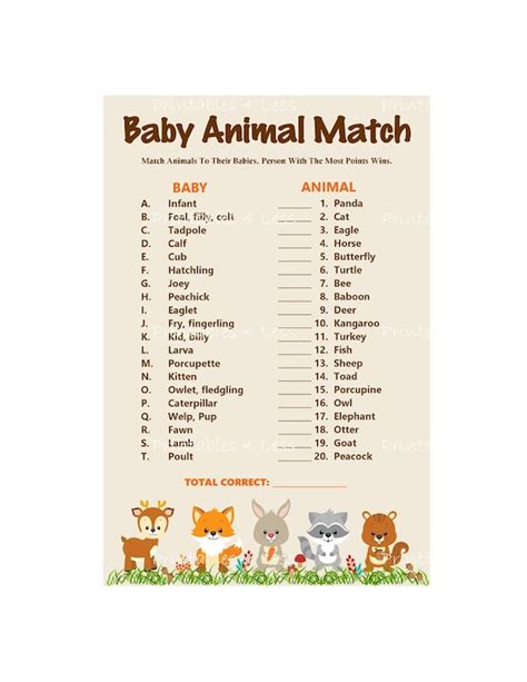 Woodland Baby Animal Match Baby Animals Name Game Printable | Etsy