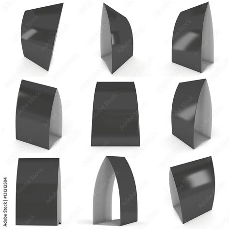 Black paper tent cards set. 3d render illustration isolated. Table ...