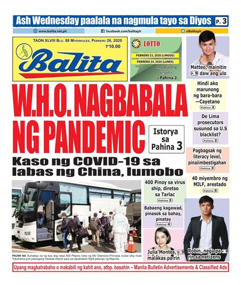 Balita-February 26, 2020 Newspaper - Get your Digital Subscription