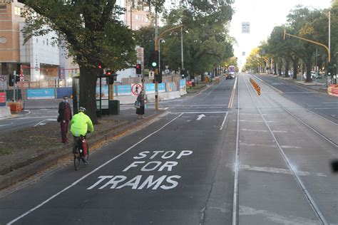 'STOP FOR TRAMS' painted on the road at the Royal Parade and Grattan Street tram stop - Wongm's ...