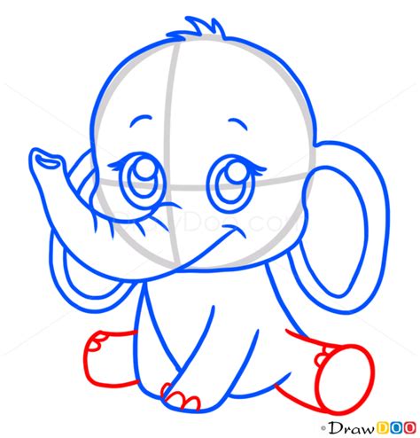 How to Draw Baby Elephant, Cute Anime Animals