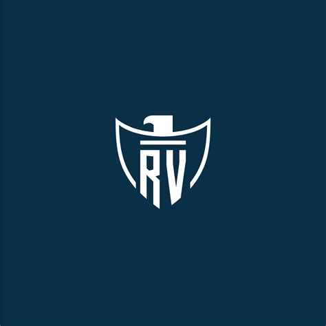 RV initial monogram logo for shield with eagle image vector design ...