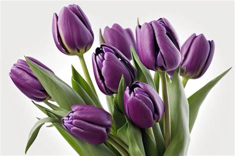 Premium AI Image | Vibrant Bouquet of Purple Tulips on a Beautiful Vale