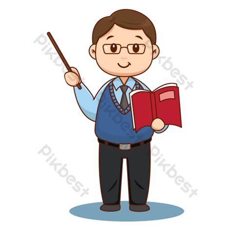 Cute Male Teacher Cartoon Character PNG Images | AI Free Download - Pikbest