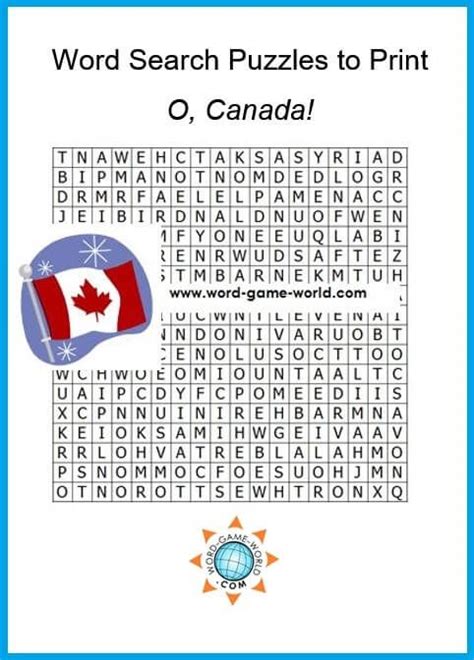 Word Search Puzzles To Print : O, Canada! | Spelling practice activities, Word search puzzles ...