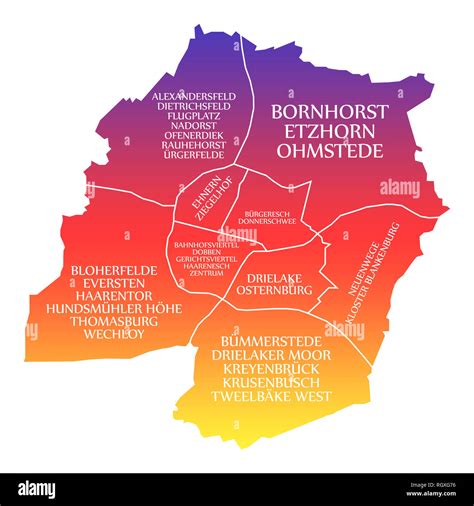 Oldenburg City Map Germany DE labelled rainbow colored illustration Stock Photo - Alamy