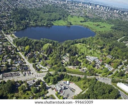 Burnaby Aerial - Deer Lake Park With Lake And Homes In Burnaby Stock ...