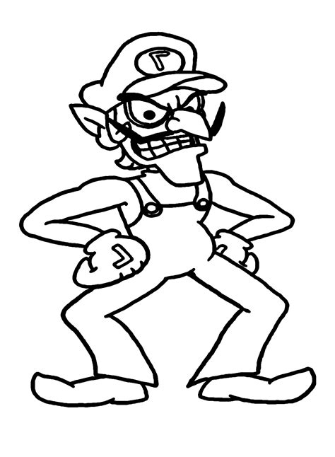 Waluigi with Wario Coloring Page - Free Printable Coloring Pages