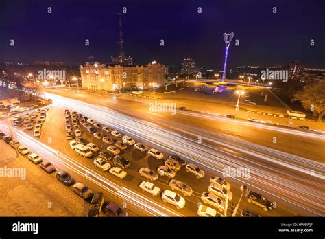 the top view on the road and the night city Stock Photo - Alamy