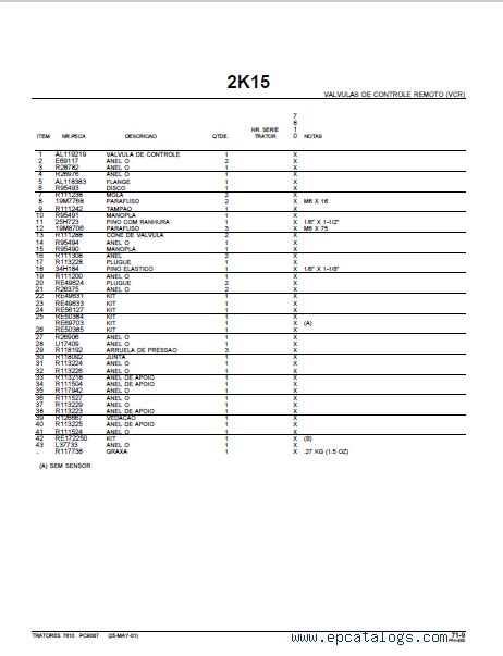 John Deere Tractor 7810 Parts Catalog