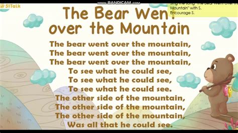 The Bear Went Over The Mountain 51talk Song by Teacher Wednesday - YouTube