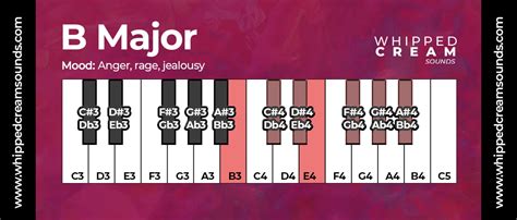 B Major Chord Scale, Chords in The Key of B Major