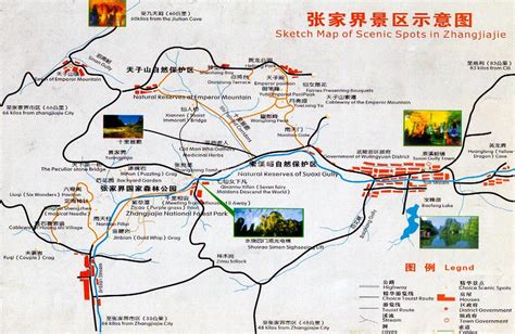 Zhangjiajie National Forest Park Map