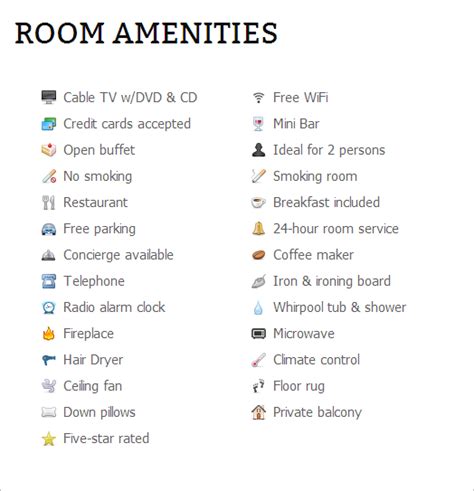 Hotel Amenity Icons