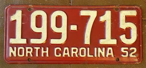 North Carolina 1952 License Plate HIGH QUALITY # 199-715 | eBay