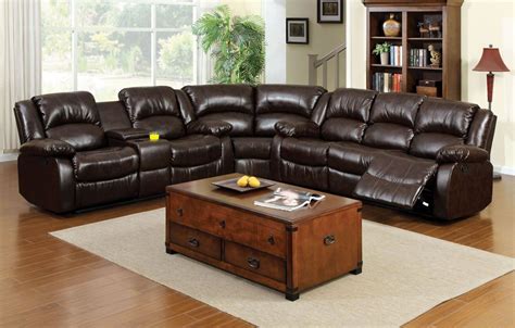 Winslow Rustic Brown Bonded Leather Match Reclining Sectional without ...