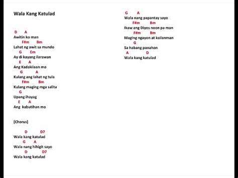 Wala Kang Katulad Chords and Lyrics - YouTube