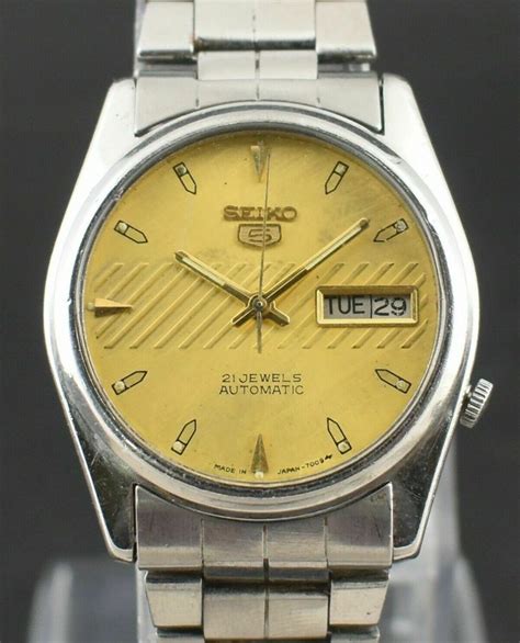 VINTAGE SEIKO 5 AUTOMATIC 17 JEWEL CAL.7009A DAY DATE MEN'S WRIST WATCH ...