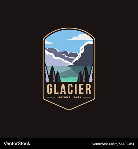 Glacier national park emblem patch logo Royalty Free Vector