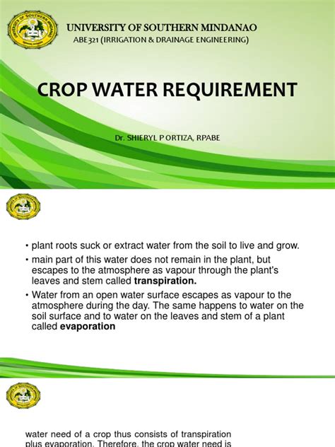 Crop Water Requirement and Irrigation Efficiencies: Key Concepts for ...