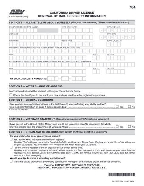 California Dmv License Renewal - Printable Blank PDF Online