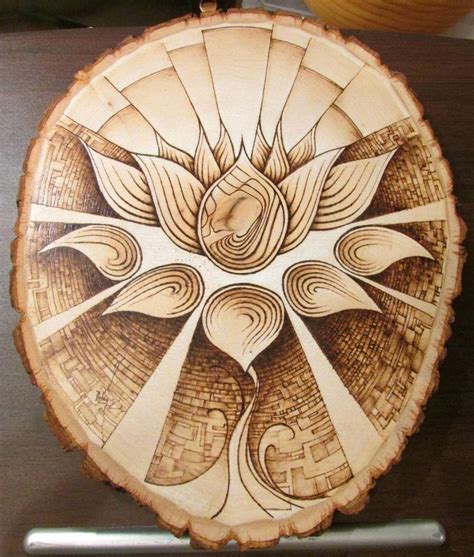 Lotus Pyrography Woodburned flower art by thecitrusmaster | Wood ...