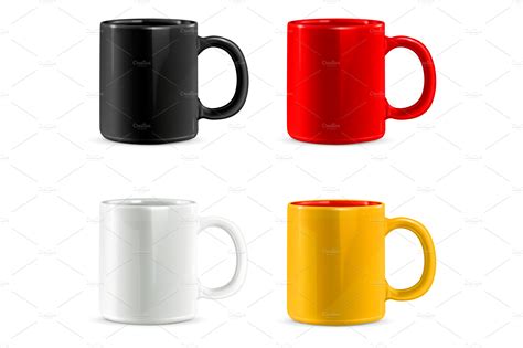 Multi Colored mugs for coffee or tea ~ Graphic Objects ~ Creative Market