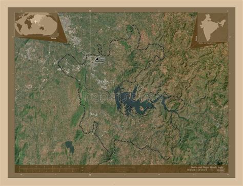 Dadra and Nagar Haveli, India. Low-res Satellite. Labelled Points of ...