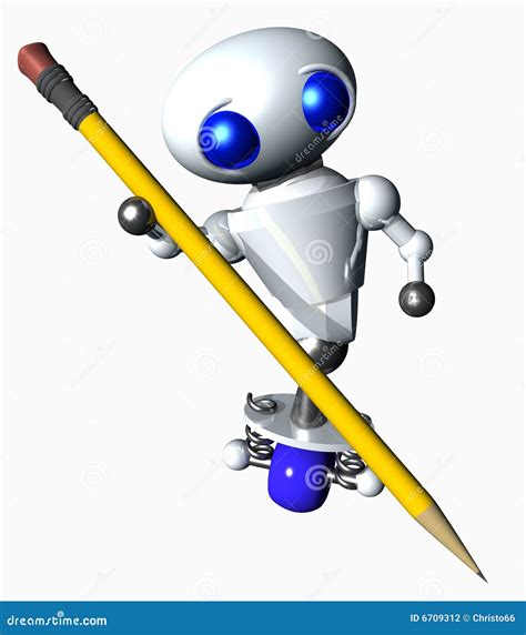 Robot Using A Pencil stock illustration. Image of notepad - 6709312