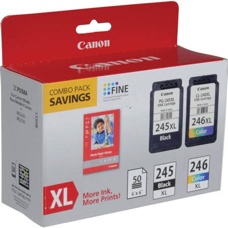 Canon Ink Package with PG-245 XL Black & CL-246 XL Color Ink Cartridge ...