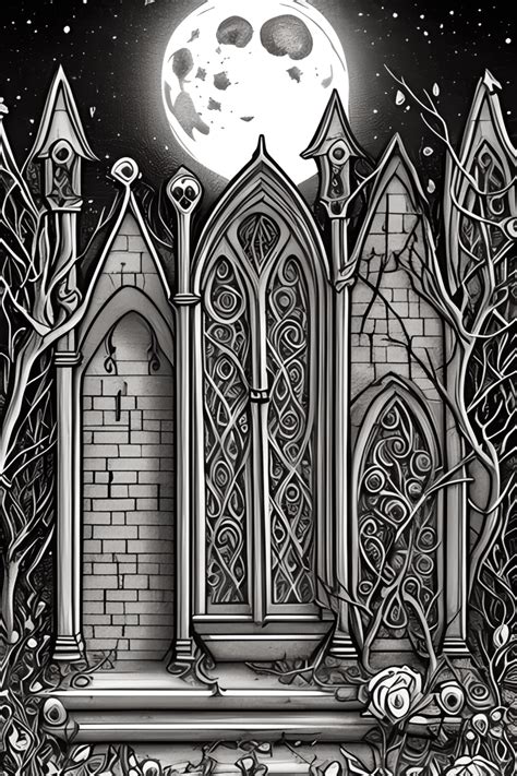 Victorian Gothic Graveyard at Night · Creative Fabrica