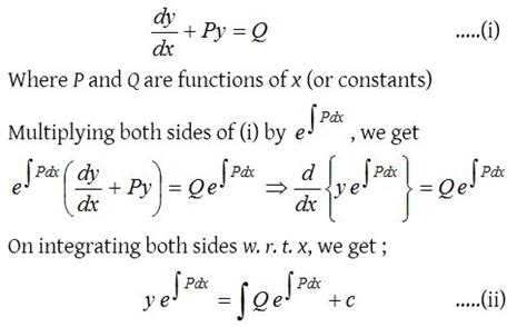 Solution of First Order Linear Differential Equations - CBSE Library