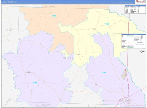 Dallas County, AR Wall Map Color Cast Style by MarketMAPS - MapSales.com