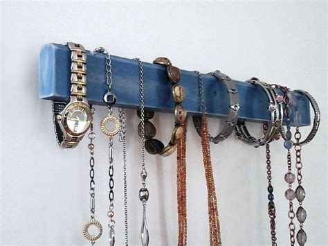 Jewelry Organizer Wall Mount Necklace Holder Bracelet Holder, T Bar, Bangle, Scarf and Hair Tie ...