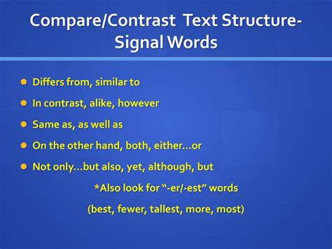 Compare And Contrast Signal Words