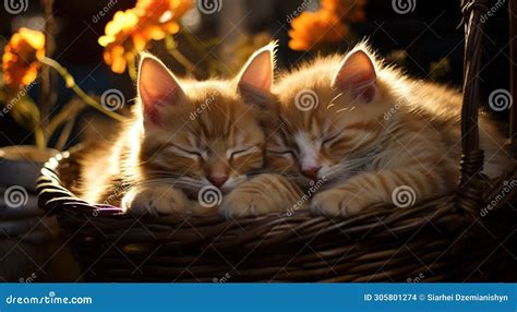 Red Kittens in a Basket, Charming Beautiful Baby Cat Breeds Stock Photo ...