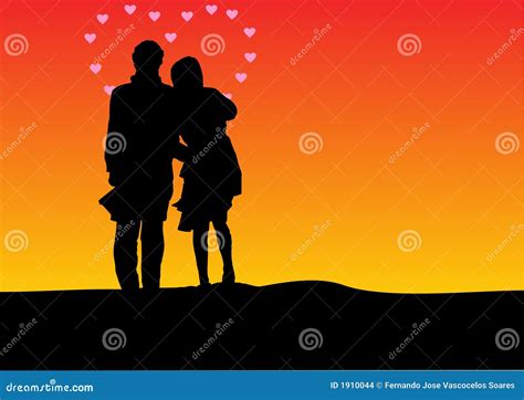 Sunset Silhouette Of A Couple Stock Images - Image: 1910044