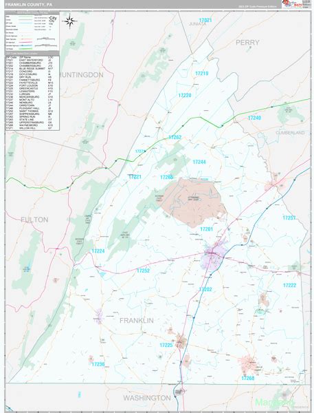 Franklin County, PA Wall Map Premium Style by MarketMAPS - MapSales