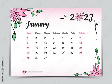 January 2023 Backgrounds - Printable Template Calendar