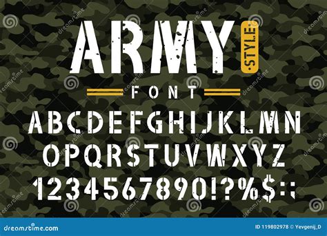 Stencil Font Alphabet Letters. Military Style Typography. Urban Futuristic Typographic Design ...