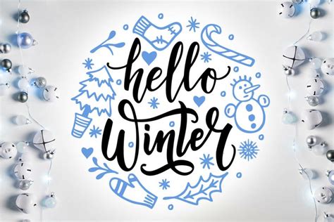 Hello winter. SVG file. Winter lettering. Digital clipart