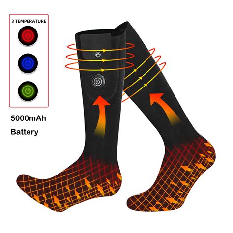 WZCPCV Rechargeable Heated Socks for Men Women, 5000mAh, for Skiing ...