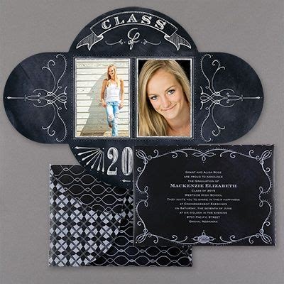 A mosaic design is shown on the front of this folded announcement along with your photos on ...