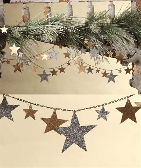 Glass Glitter Star Garland - TheHolidayBarn.com