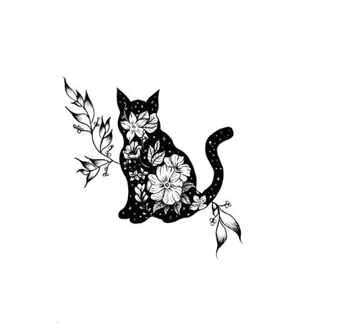 Floral Cat Art Print by Zoe Felix | Cat tattoo, Cat tattoo designs ...