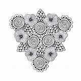 Zentangle Ornament With Flowers Coloring Page Free sketch template