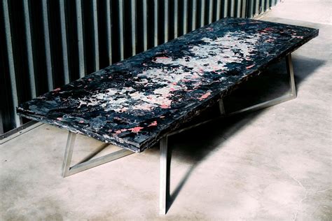 A massive table from recycled plastic