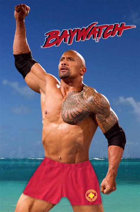 Baywatch film POSTER featuring The Rock, Dwayne Johnson