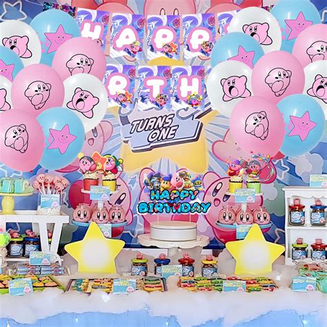 Kirby Star Birthday Party Decorations,Kirby-Star Gaming Themed Party Supplies set with Happy ...