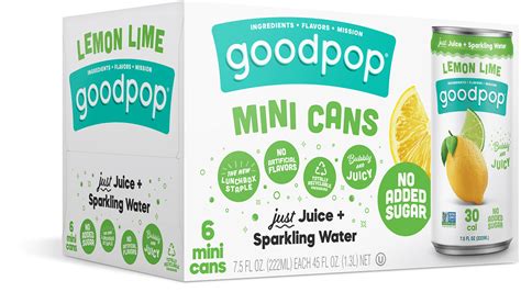 Lemon Lime Mini Cans - Real Juice + Sparkling Water | GoodPop